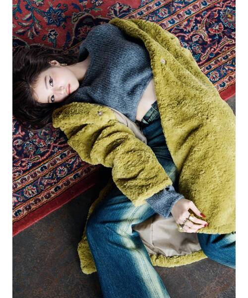 EVRIS（エヴリス）の「クロップドニットトップス（ニット/セーター・レディース・グレー/ブラック/マスタード・FREE）」の13枚目の写真