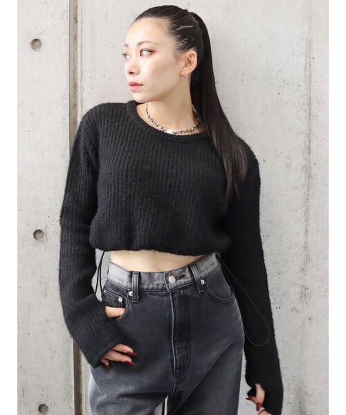 EVRIS（エヴリス）の「クロップドニットトップス（ニット/セーター・レディース・グレー/ブラック/マスタード・FREE）」の19枚目の写真
