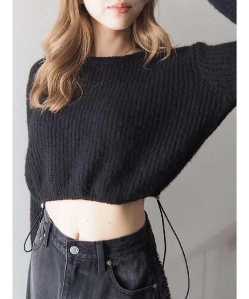 EVRIS（エヴリス）の「クロップドニットトップス（ニット/セーター・レディース・グレー/ブラック/マスタード・FREE）」の22枚目の写真