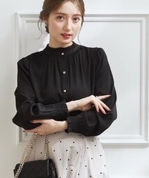 ◆【通勤着、オフィスにも◎】ピケシャーリングフリルブラウス