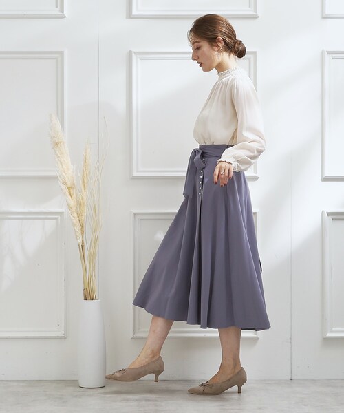 couture brooch(クチュールブローチ)の「◆【通勤着、オフィスにも◎】ピケシャーリングフリルブラウス(シャツ/ブラウス・レディース・アイボリー/ブラック/ベビーピンク・36/38/40/42)」の6枚目の写真