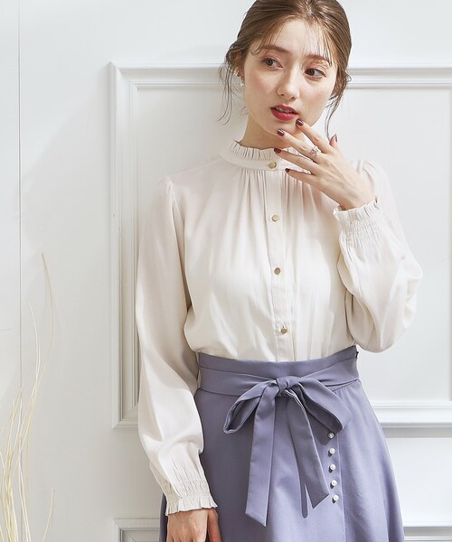 couture brooch(クチュールブローチ)の「◆【通勤着、オフィスにも◎】ピケシャーリングフリルブラウス(シャツ/ブラウス・レディース・アイボリー/ブラック/ベビーピンク・36/38/40/42)」の13枚目の写真