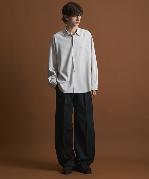 極美品★パブリックトウキョウ　コンフォート　レギュラーカラーシャツ　グレー 2025年秋冬 新色追加〉コンフォートリラックスシャツ（シャツ/ブラウス