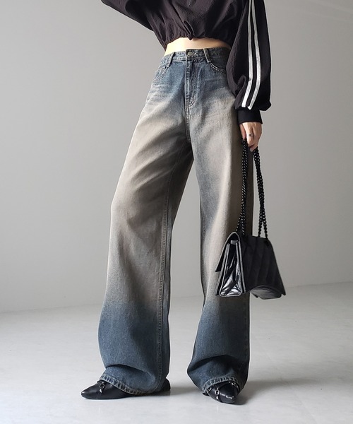 me+em select（ミームセレクト）の「【 選べる２デザイン 】グラデーションヴィンテージワイドデニム【 韓国製 】（デニムパンツ・レディース・ブルー系その他2/ブルー系その他・SMALL/LARGE/MEDIUM）」の7枚目の写真