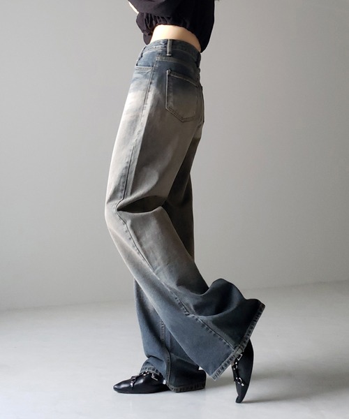 me+em select（ミームセレクト）の「【 選べる２デザイン 】グラデーションヴィンテージワイドデニム【 韓国製 】（デニムパンツ・レディース・ブルー系その他2/ブルー系その他・SMALL/LARGE/MEDIUM）」の9枚目の写真