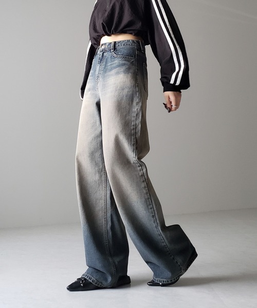 me+em select（ミームセレクト）の「【 選べる２デザイン 】グラデーションヴィンテージワイドデニム【 韓国製 】（デニムパンツ・レディース・ブルー系その他2/ブルー系その他・SMALL/LARGE/MEDIUM）」の5枚目の写真