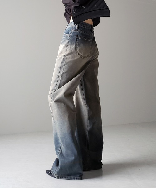 me+em select（ミームセレクト）の「【 選べる２デザイン 】グラデーションヴィンテージワイドデニム【 韓国製 】（デニムパンツ・レディース・ブルー系その他2/ブルー系その他・SMALL/LARGE/MEDIUM）」の6枚目の写真