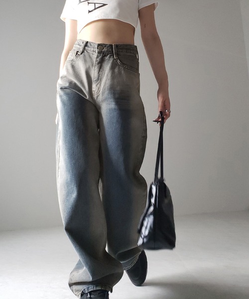 me+em select（ミームセレクト）の「【 選べる２デザイン 】グラデーションヴィンテージワイドデニム【 韓国製 】（デニムパンツ・レディース・ブルー系その他2/ブルー系その他・SMALL/LARGE/MEDIUM）」の14枚目の写真