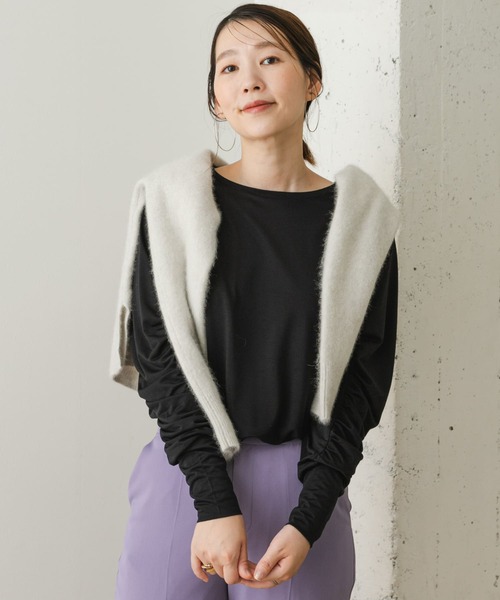 F by ROSSO（エフバイロッソ）の「F by ROSSO　ギャザースリーブプルオーバー（Tシャツ/カットソー・レディース・オフホワイト/ブラック/カーキ・FREE）」の8枚目の写真