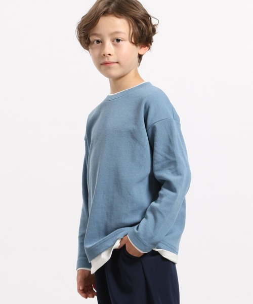 GLOBAL WORK Smile Seed Store(グローバルワーク スマイルシードストア)の「※ダブルフェイスリブレイヤーTシャツ長袖/キッズ(Tシャツ/カットソー・キッズ・ブラック/ブルー系その他/ライトグレー・140cm/130cm/120cm/100cm/110cm/150cm)」の8枚目の写真