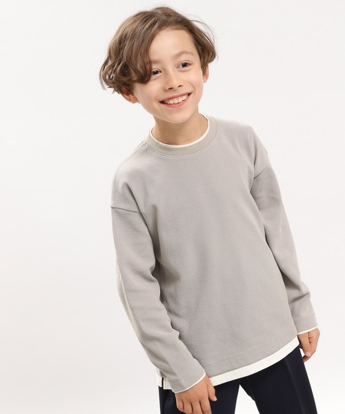 GLOBAL WORK Smile Seed Store(グローバルワーク スマイルシードストア)の「※ダブルフェイスリブレイヤーTシャツ長袖/キッズ(Tシャツ/カットソー・キッズ・ブラック/ブルー系その他/ライトグレー・140cm/130cm/120cm/100cm/110cm/150cm)」の13枚目の写真