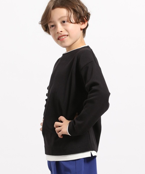 GLOBAL WORK Smile Seed Store(グローバルワーク スマイルシードストア)の「※ダブルフェイスリブレイヤーTシャツ長袖/キッズ(Tシャツ/カットソー・キッズ・ブラック/ブルー系その他/ライトグレー・140cm/130cm/120cm/100cm/110cm/150cm)」の20枚目の写真