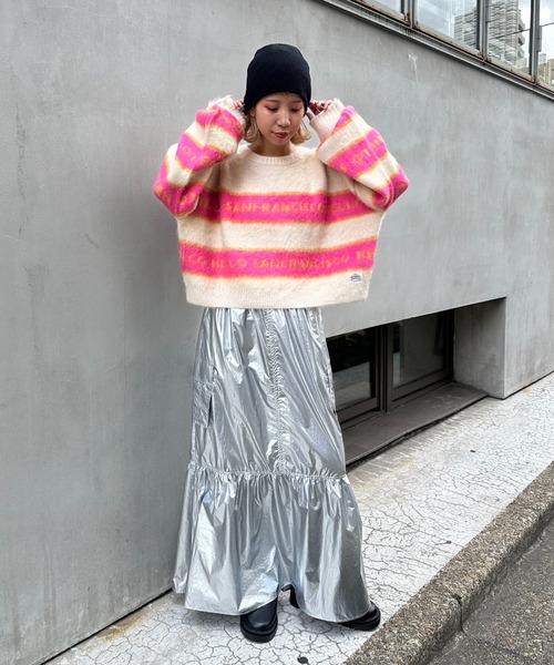 ニット セーター 「HELLO.SANFRANCISCO/ハローサンフランシスコ」ブラッシングジャガードロゴニット レディース HELLO.SANFRANCISCO（ハローサンフランシスコ）の「【HELLO