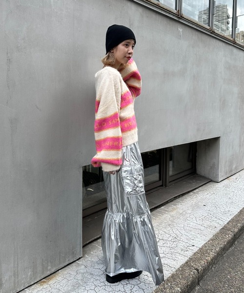 HELLO.SANFRANCISCO（ハローサンフランシスコ）の「【HELLO.SANFRANCISCO/ハローサンフランシスコ】ブラッシングジャガードロゴニット（ニット/セーター・レディース・ブルー/オレンジ/アイボリー・FREE）」の5枚目の写真