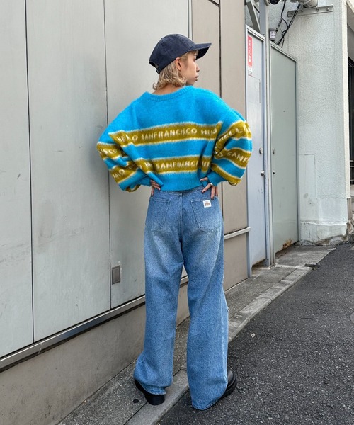 HELLO.SANFRANCISCO（ハローサンフランシスコ）の「【HELLO.SANFRANCISCO/ハローサンフランシスコ】ブラッシングジャガードロゴニット（ニット/セーター・レディース・ブルー/オレンジ/アイボリー・FREE）」の18枚目の写真