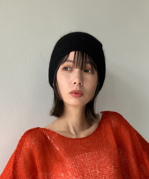 AS KNOW AS plus(アズノゥアズプラス)の「アンゴラニットキャップ(ニットキャップ/ビーニー・レディース・グレー/アイボリー/ブラック・FREE)」の9枚目の写真