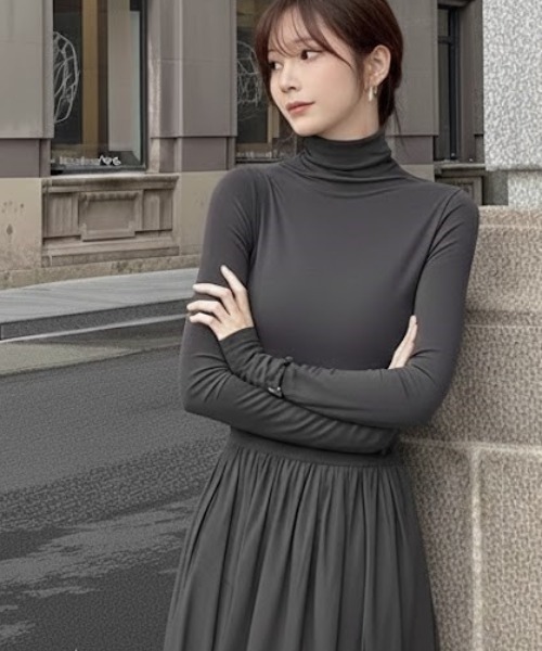 a lot of love(ア ロット オブ ラブ)の「エレガント ハイネックロングワンピース(ワンピース・レディース・ブラック/グレー・FREE)」の11枚目の写真