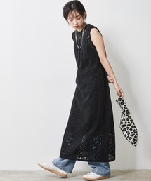 CHIC STYLE | 大きいサイズ 起毛レースノースリーブロングワンピース シックスタイル(ワンピース)