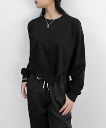 【LVEU.】アシンメトリーヘムデザイントップス / トップス カットソー スウェット アシンメトリー アシメ ホワイト ブラック ZOZOTOWN限定