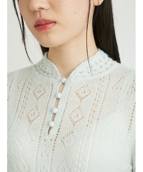 LILY BROWN（リリーブラウン）の「レースワークニットトップス（ニット/セーター・レディース・レッド/ミント/オフホワイト・FREE）」の7枚目の写真