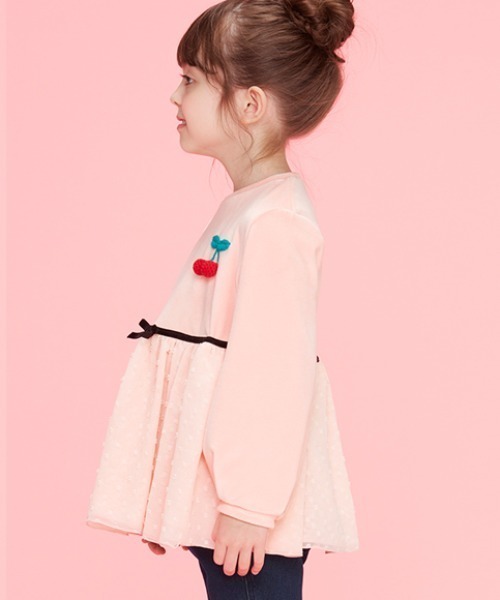 Caldia（カルディア）の「ベロア＆シフォンチュニックTシャツ（Tシャツ/カットソー・キッズ・ピンク/パープル・110/130/120/140/100）」の4枚目の写真