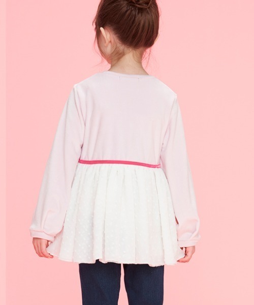Caldia（カルディア）の「ベロア＆シフォンチュニックTシャツ（Tシャツ/カットソー・キッズ・ピンク/パープル・110/130/120/140/100）」の7枚目の写真