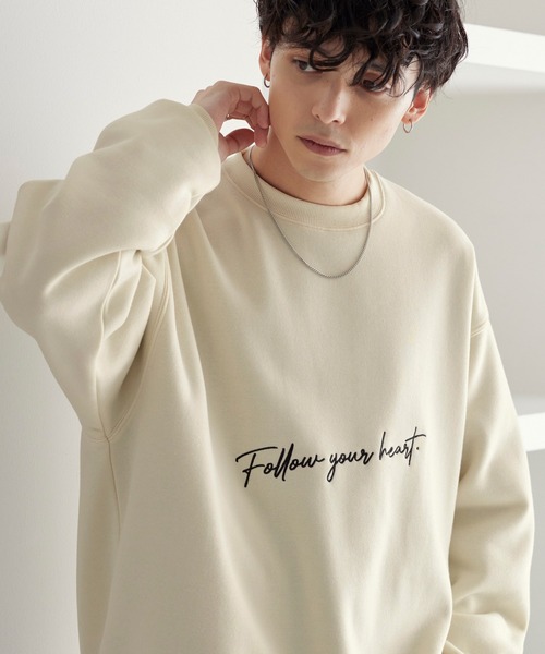 MONO-MART(モノマート)の「メッセージ刺繍ルーズクルーネックスウェットプルオーバー(スウェット・メンズ・ホワイト系2/ベージュ系1/ホワイト系1/ブラック系2/ベージュ系2/ブラック系1・M/L)」の3枚目の写真