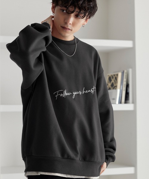 MONO-MART(モノマート)の「メッセージ刺繍ルーズクルーネックスウェットプルオーバー(スウェット・メンズ・ホワイト系2/ベージュ系1/ホワイト系1/ブラック系2/ベージュ系2/ブラック系1・M/L)」の5枚目の写真