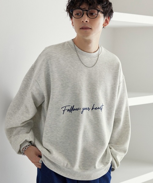 MONO-MART(モノマート)の「メッセージ刺繍ルーズクルーネックスウェットプルオーバー(スウェット・メンズ・ホワイト系2/ベージュ系1/ホワイト系1/ブラック系2/ベージュ系2/ブラック系1・M/L)」の6枚目の写真