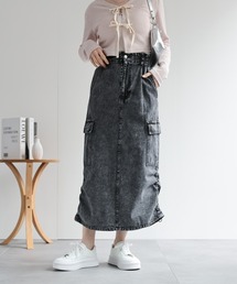 シャーリングカーゴデニムスカート