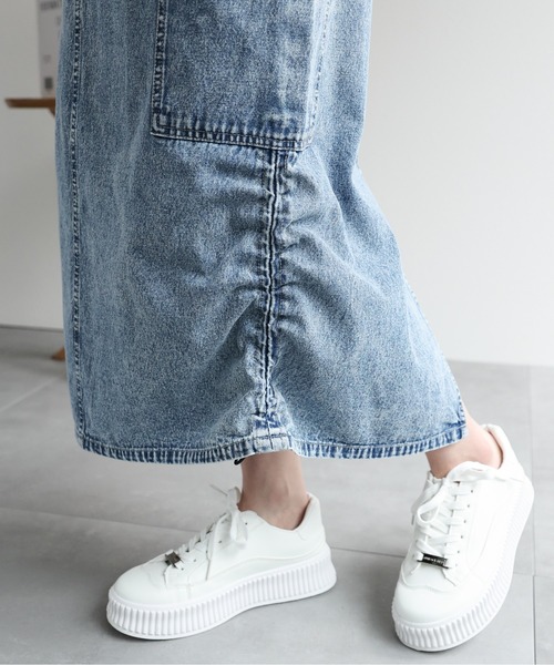 LAC-VERT（ラック・ヴェール）の「シャーリングカーゴデニムスカート（スカート・レディース・オフホワイト/ライトブルー/ブラック・FREE）」の13枚目の写真