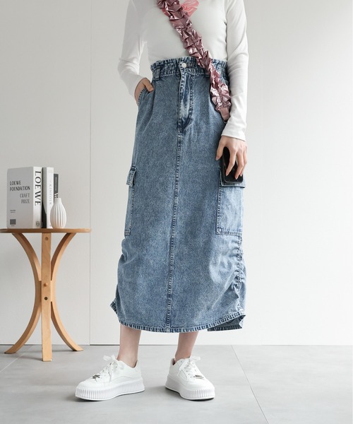 LAC-VERT（ラック・ヴェール）の「シャーリングカーゴデニムスカート（スカート・レディース・オフホワイト/ライトブルー/ブラック・FREE）」の16枚目の写真
