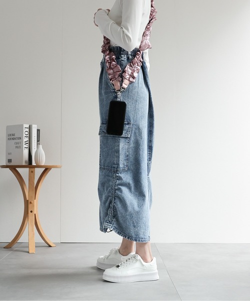 LAC-VERT（ラック・ヴェール）の「シャーリングカーゴデニムスカート（スカート・レディース・オフホワイト/ライトブルー/ブラック・FREE）」の17枚目の写真
