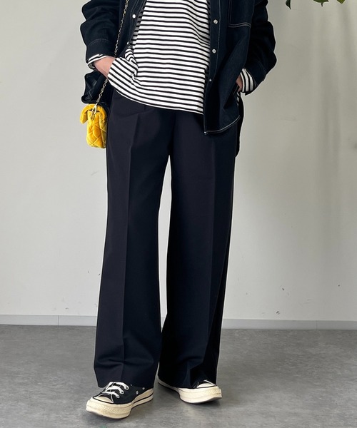 un dix cors（アンディコール）の「タックストレートパンツ（スラックス・レディース・ブラック/グレー・FREE）」の20枚目の写真