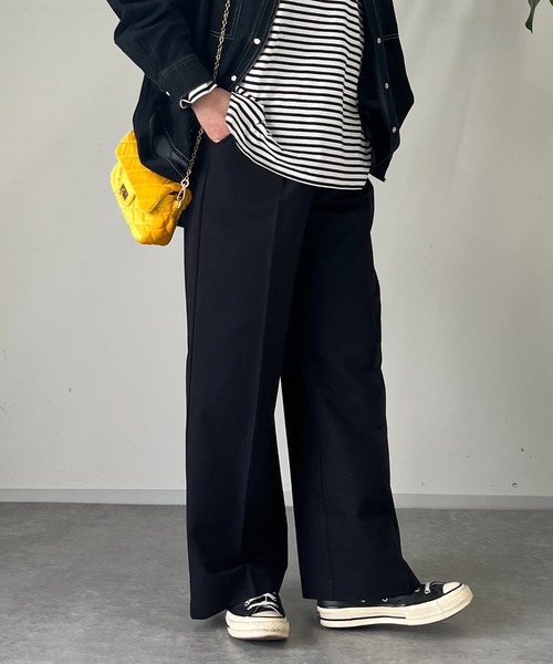 un dix cors（アンディコール）の「タックストレートパンツ（スラックス・レディース・ブラック/グレー・FREE）」の21枚目の写真