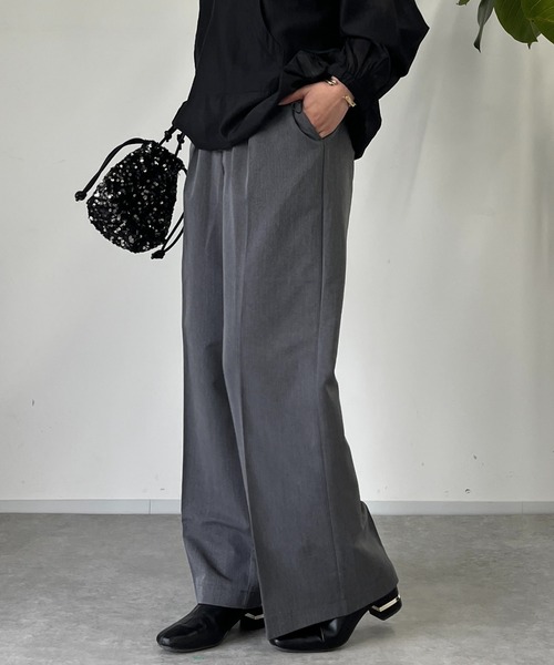 un dix cors（アンディコール）の「タックストレートパンツ（スラックス・レディース・ブラック/グレー・FREE）」の11枚目の写真