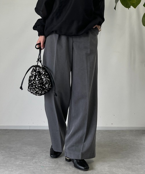un dix cors（アンディコール）の「タックストレートパンツ（スラックス・レディース・ブラック/グレー・FREE）」の9枚目の写真