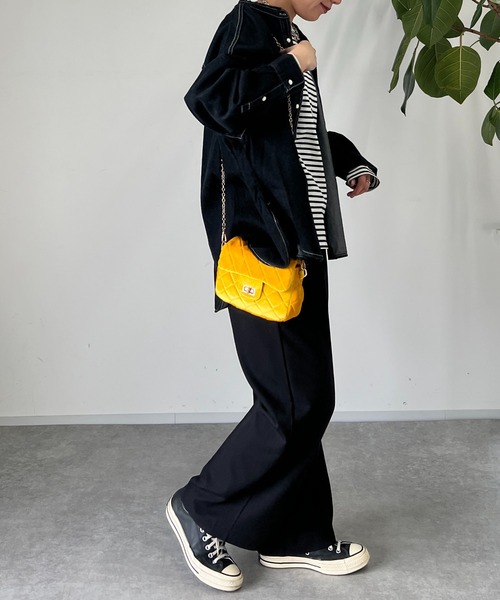 un dix cors（アンディコール）の「タックストレートパンツ（スラックス・レディース・ブラック/グレー・FREE）」の6枚目の写真