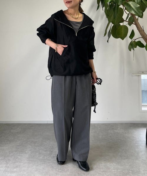 un dix cors（アンディコール）の「タックストレートパンツ（スラックス・レディース・ブラック/グレー・FREE）」の15枚目の写真