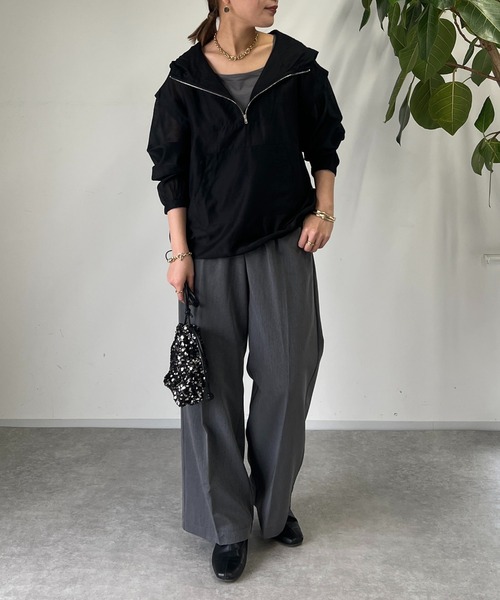 un dix cors（アンディコール）の「タックストレートパンツ（スラックス・レディース・ブラック/グレー・FREE）」の18枚目の写真