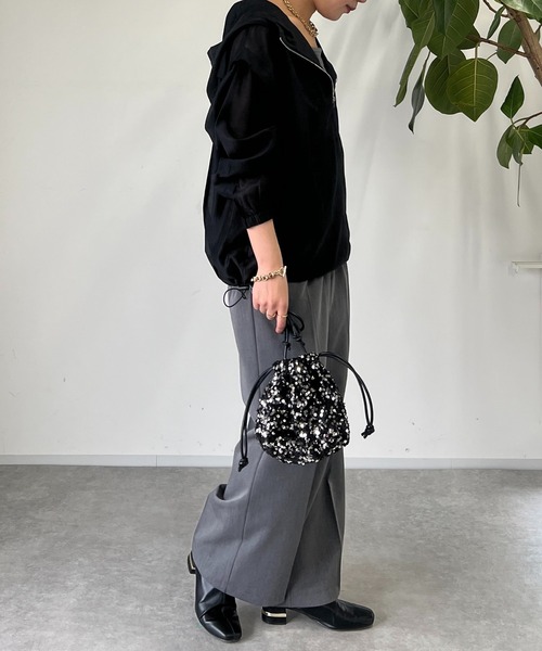 un dix cors（アンディコール）の「タックストレートパンツ（スラックス・レディース・ブラック/グレー・FREE）」の16枚目の写真