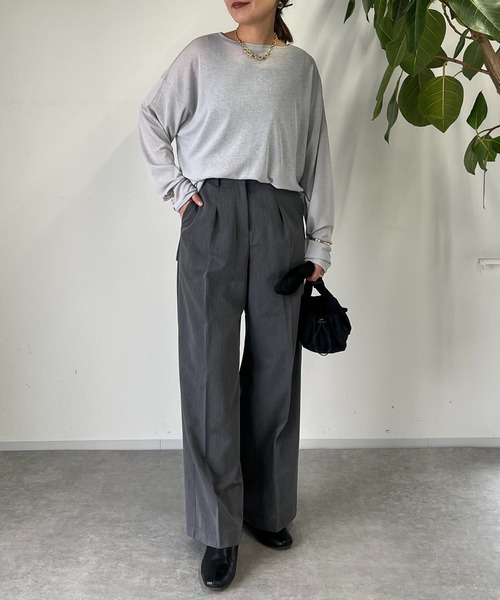 un dix cors（アンディコール）の「タックストレートパンツ（スラックス・レディース・ブラック/グレー・FREE）」の19枚目の写真