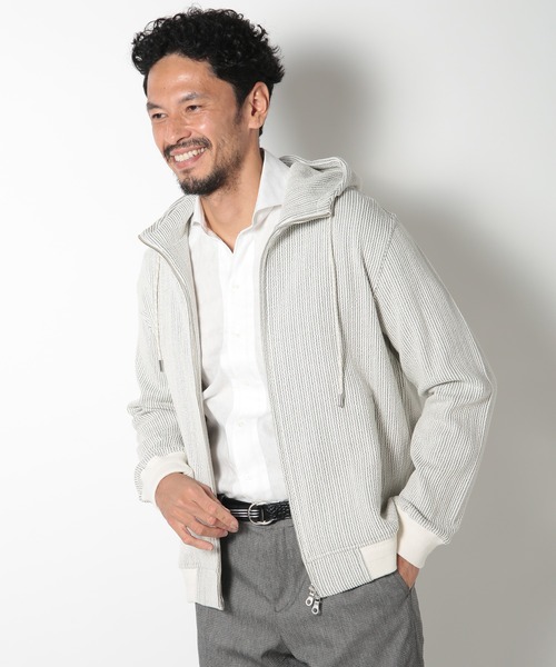 MEN'S BIGI（メンズビギ）の「ブリスターストライプパーカー（パーカー・メンズ・グレー系その他/オレンジ系その他・01/03/02）」の3枚目の写真