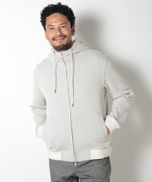 MEN'S BIGI（メンズビギ）の「ブリスターストライプパーカー（パーカー・メンズ・グレー系その他/オレンジ系その他・01/03/02）」の4枚目の写真