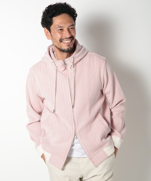 MEN'S BIGI（メンズビギ）の「ブリスターストライプパーカー（パーカー・メンズ・グレー系その他/オレンジ系その他・01/03/02）」の5枚目の写真