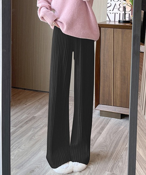 Dewlily(デューリリー)の「リブニットリラックスパンツ(その他パンツ・レディース・ベージュ/ブラック/ホワイト・FREE)」の2枚目の写真