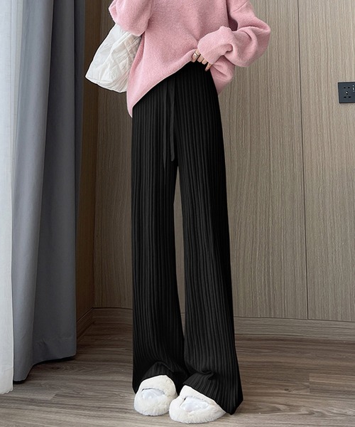 Dewlily(デューリリー)の「リブニットリラックスパンツ(その他パンツ・レディース・ベージュ/ブラック/ホワイト・FREE)」の6枚目の写真