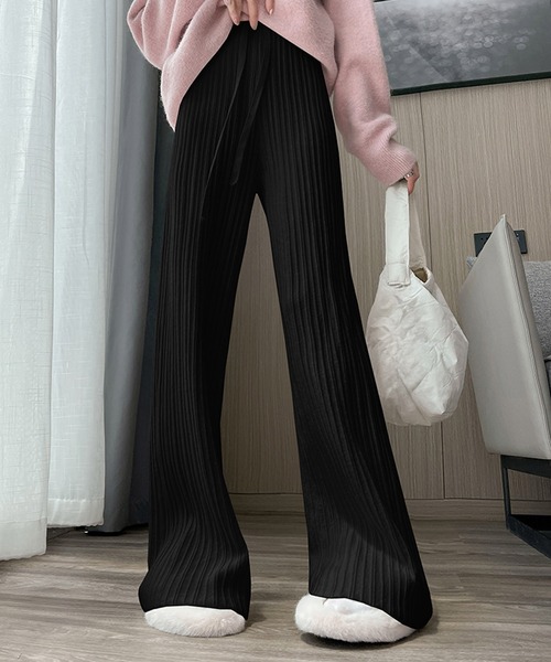 Dewlily(デューリリー)の「リブニットリラックスパンツ(その他パンツ・レディース・ベージュ/ブラック/ホワイト・FREE)」の9枚目の写真
