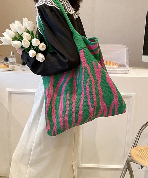 Miniministore（ミニミニストア）の「ニットバッグ トートバッグ 大容量かばん（トートバッグ・レディース・ロイヤルブルー/ブラウン/イエロー/ブラック/フューシャピンク/グリーン・FREE）」の19枚目の写真