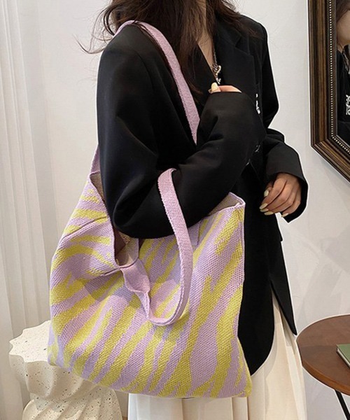 Miniministore（ミニミニストア）の「ニットバッグ トートバッグ 大容量かばん（トートバッグ・レディース・ロイヤルブルー/ブラウン/イエロー/ブラック/フューシャピンク/グリーン・FREE）」の22枚目の写真